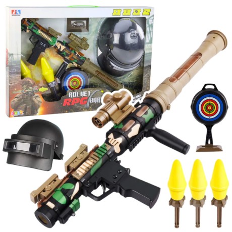 Przejdź do produktu Zestaw Wojskowy Militarny Bazooka RPG Hełm Tracza Piankowe Pociski