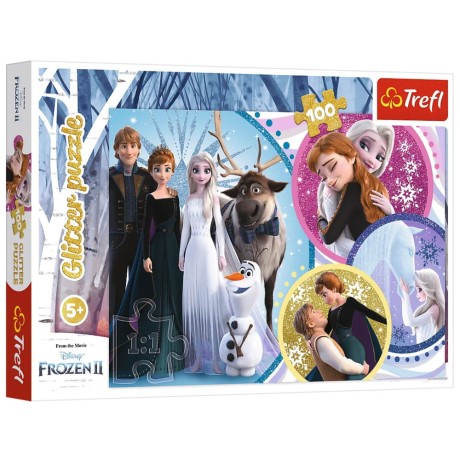 Przejdź do produktu Puzzle - 100 Glitter - W blasku miłości - Disney Kraina Lodu II - Trefl 14817