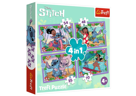 Przejdź do produktu Puzzle - 4w1 (35, 48, 54, 70) - Szalony dzień Lilo i Stitch - Trefl 34633