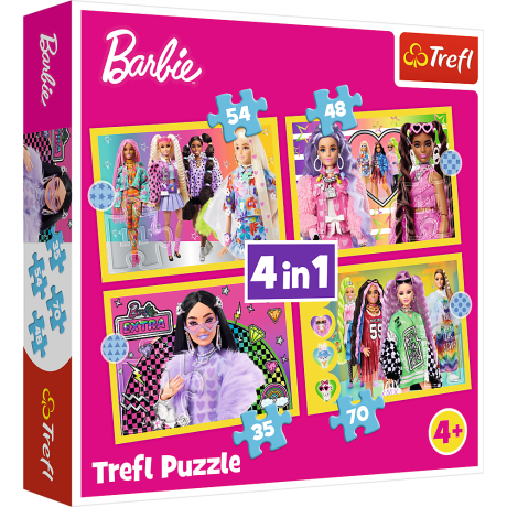 Przejdź do produktu Puzzle - 4w1 (35, 48, 54, 70) - Wesoły świat Barbie - Trefl 34626