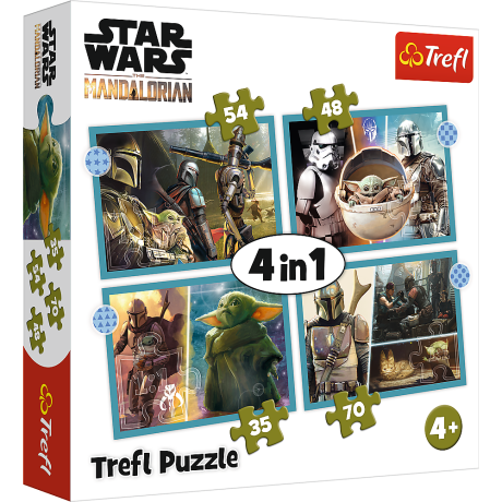 Przejdź do produktu Puzzle - 4w1 (35, 48, 54, 70) - Mandalorian - Star Wars - Trefl 34397