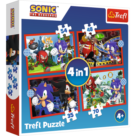 Przejdź do produktu Puzzle - 4w1 (35, 48, 54, 70) - Przygody Sonica - Trefl 34625