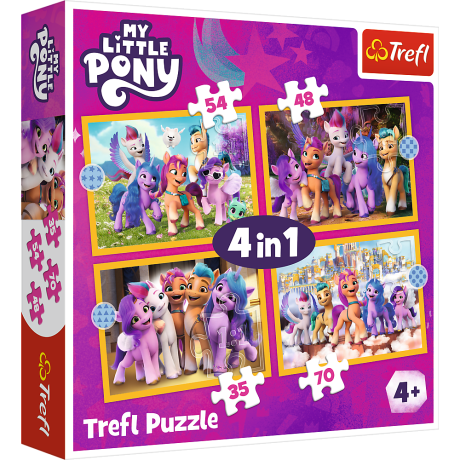 Przejdź do produktu Puzzle - 4w1 (35, 48, 54, 70) - Poznaj kucyki Pony - My Little Pony - Trefl 34624