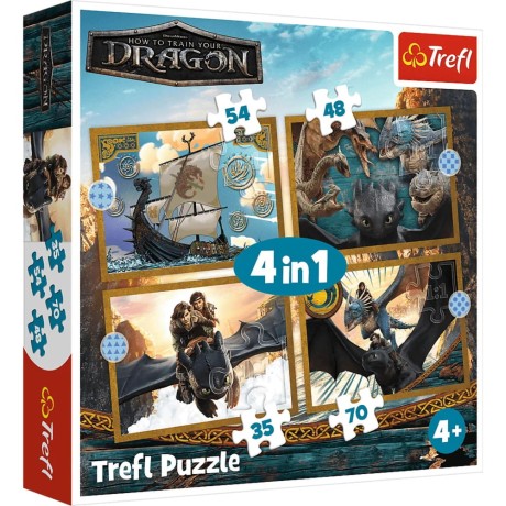 Przejdź do produktu Puzzle - 4w1 (35, 48, 54, 70) - Jak wytresować smoka - Smocze dni - Trefl 34678