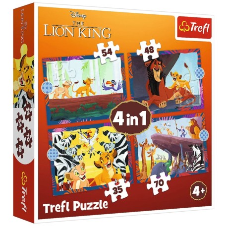 Przejdź do produktu Puzzle - 4w1 (35, 48, 54, 70) - Odważny Król Lew - Disney - Trefl 34653