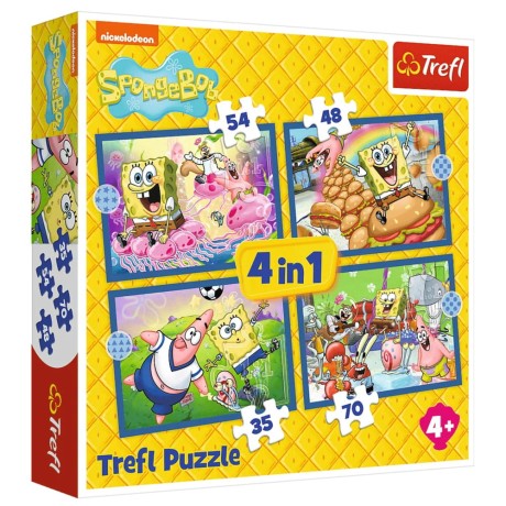 Przejdź do produktu Puzzle - 4w1 (35, 48, 54, 70) - Podwodne Życie SpongeBoba - Trefl 34674