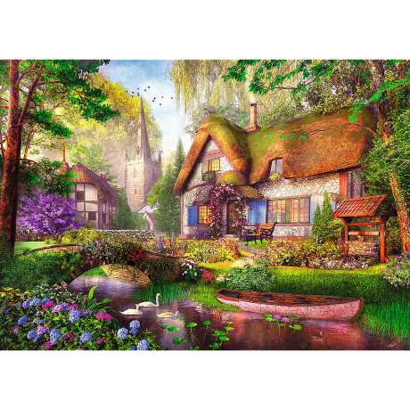 Przejdź do produktu Puzzle - 1000 Premium Plus - Tea Time: Urocza chatka w lesie - Trefl 10804