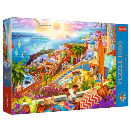 Przejdź do produktu Puzzle - 1000 Premium Plus - Tea Time: Z wizytą na Santorini - Trefl 10842