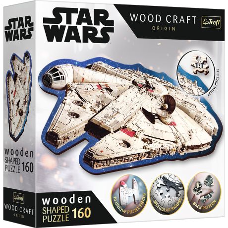 Przejdź do produktu Puzzle drewniane - 160 - Gwiezdne wojny - STAR WARS - Sokół Millennium - Trefl 20189