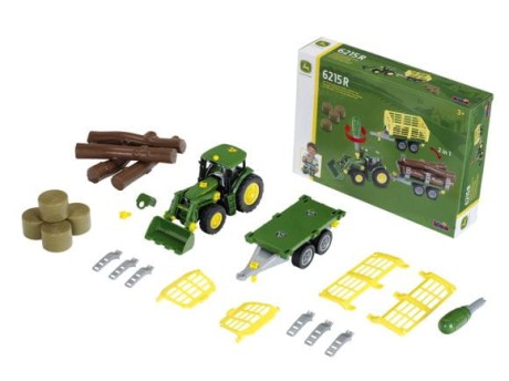 Przejdź do produktu Traktor konstrukcyjny John Deere Klein 3906 z dwiema przyczepami do transportu drewna i siana