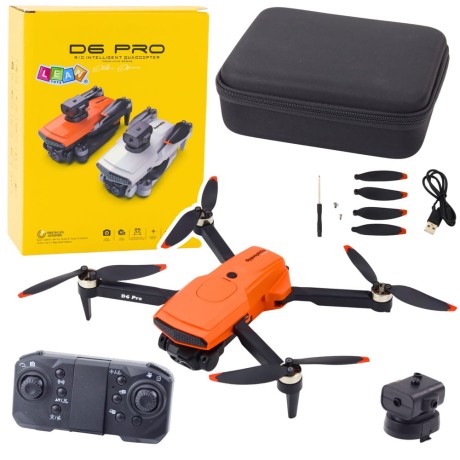 Przejdź do produktu Dron D6 PRO Podwójna Kamera HD Światła LED Pomarańczowy
