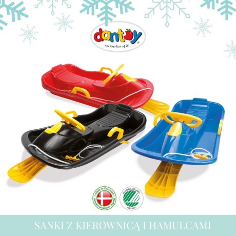 Przejdź do produktu Sanki Zimowe Classic z Kierownicą i Hamulcami 95 cm w Kolorze Czarnym