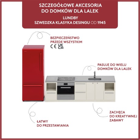 Przejdź do produktu Zestaw mebli kuchennych do domku dla lalek basic, lodówka, kuchnia Lundby