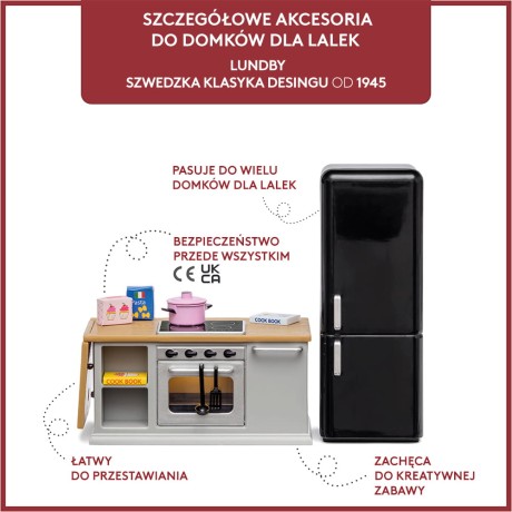 Przejdź do produktu Zestaw mebli kuchennych do domku dla lalek, lodówka, kuchnia zabawka Lundby