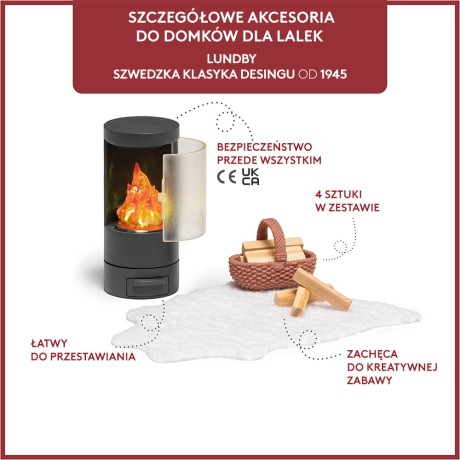Przejdź do produktu Wyposażenie domku dla lalek kominek zestaw, zabawka dla dzieci salon Lundby