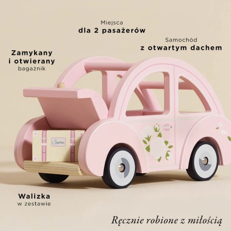 Przejdź do produktu Drewniany różowy samochód retro Sophie, zabawka dla dzieci, auto Le Toy Van
