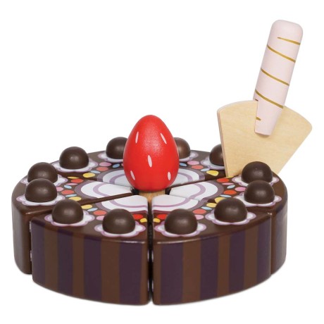 Przejdź do produktu Drewniany tort czekoladowy, zabawka dla dzieci, odgrywanie ról, Le Toy Van