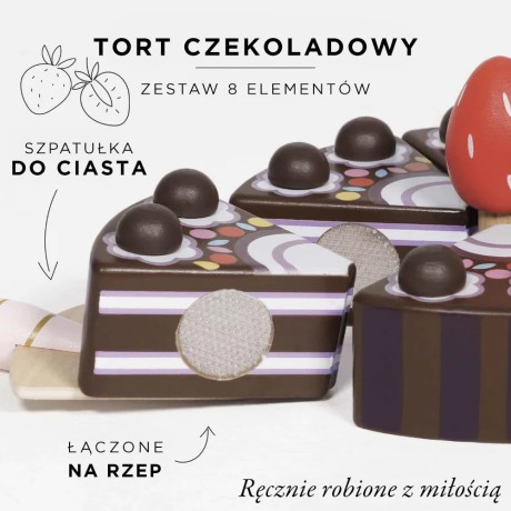 Przejdź do produktu Drewniany tort czekoladowy, zabawka dla dzieci, odgrywanie ról, Le Toy Van