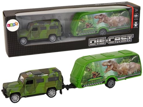 Przejdź do produktu Zestaw Pojazdów Jeep z Naciągiem Przyczepa z Dinozaurami