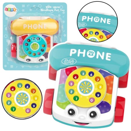 Przejdź do produktu Telefon Na Kółkach Do Ciągnięcia Interaktywny Kolorowy
