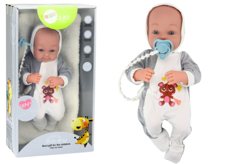 Przejdź do produktu Lalka Bobas Ze Smoczkiem Kocyk Body Akcesoria Zestaw 35 cm