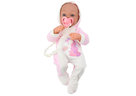 Przejdź do produktu Lalka Bobas Ze Smoczkiem Body Jednorożec Różowy Kocyk Akcesoria 35 cm
