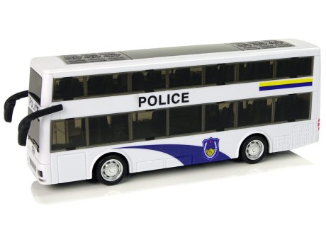 Przejdź do produktu Autobus Policyjny Dwupiętrowy Biały z Naciągiem Dźwięk