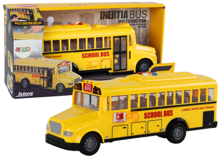 Przejdź do produktu Autobus Szkolny 1:16 Napęd Frykcyjny Otwierane Drzwi Światła Dźwięki Żółty