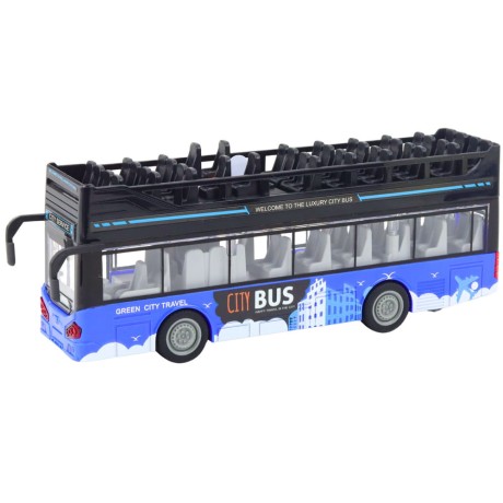 Przejdź do produktu Autobus Miejski Piętrowy 1:16 Napęd Światła Dźwięki Niebieski