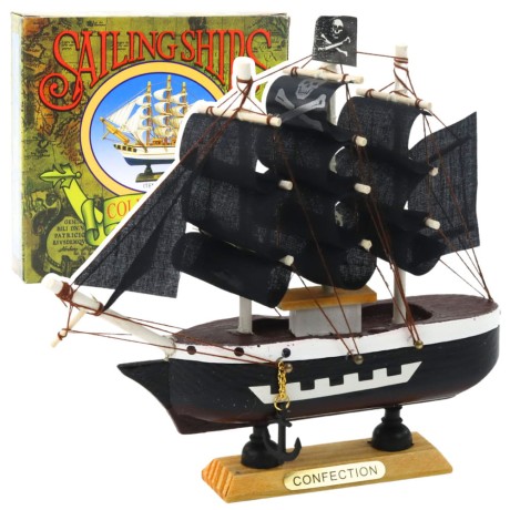 Przejdź do produktu Model Kolekcjonerski Dekoracyjny Statek Żaglowiec Piracki Czarny 16x15cm