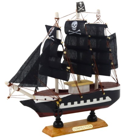 Przejdź do produktu Model Kolekcjonerski Dekoracyjny Statek Żaglowiec Piracki Czarny 20x20cm