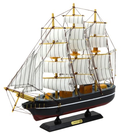 Przejdź do produktu Model Kolekcjonerski Dekoracyjny Statek Żaglowiec Trójmasztowy Czarny 39x36cm