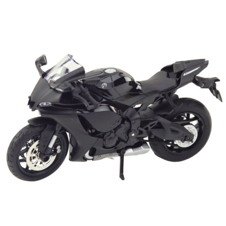 Przejdź do produktu Motocykl Sportowy Metalowy Światła Dźwięki Srebrne Elementy Czarny 1:12