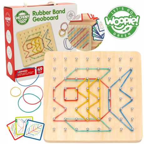 Przejdź do produktu Wielokolorowa Drewniana Układanka Geoplan WOOPIE GREEN – 69 Elementów z Certyfikatem FSC