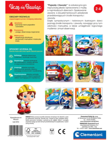 Przejdź do produktu Gra edukacyjna Pojazdy i Zawody Uczę się Bawiąc Język Polski Clementoni 50765