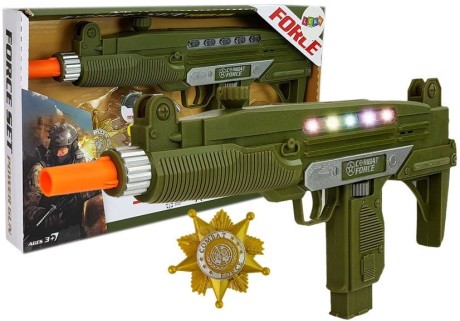 Przejdź do produktu Zestaw Wojskowy Pistolet  Dźwięk Światła Odznaka 37 cm