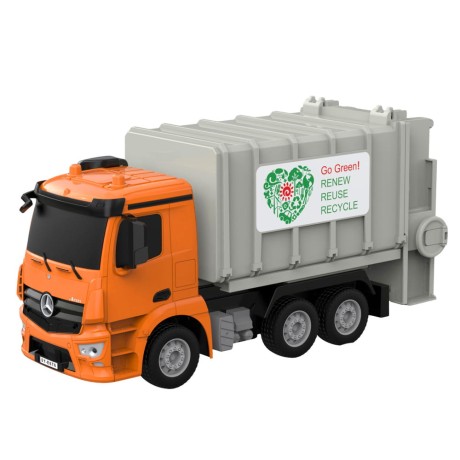 Przejdź do produktu Mercedes-Benz Antos Śmieciarka Zdalnie Sterowana RC Pomarańczowa 1:26