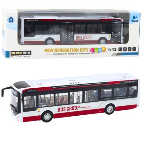 Przejdź do produktu Autobus Miejski Metalowy Dźwięk Światła 1:42 Czerwony