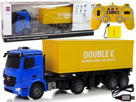 Przejdź do produktu Duża Ciężarówka R/C Mercedes Arocs Niebieska 1:20 Kontener 58 cm Długości