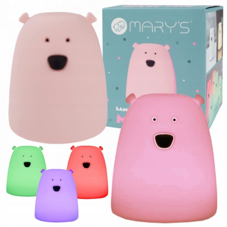 Przejdź do produktu Mary's Lampka nocna LED RGB w kształcie różowego misia - mała