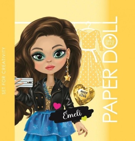 Przejdź do produktu Kreatywna Kolorowanka 140x140 z Lalką Charlotte do Wycinania - Emelii w Kolorze Żółtym