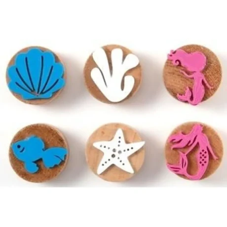 Przejdź do produktu Zestaw Drewnianych Stempelków Morskich "Syreny" - 6 sztuk od ChildGen