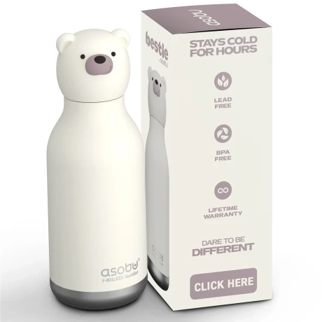 Przejdź do produktu Butelka termiczna Bestie Asobu – Polar Bear 460 ml z elastyczną słomką