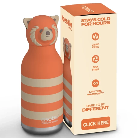 Przejdź do produktu Termiczna butelka Asobu Bestie – Czerwona Panda 460 ml z elastyczną słomką