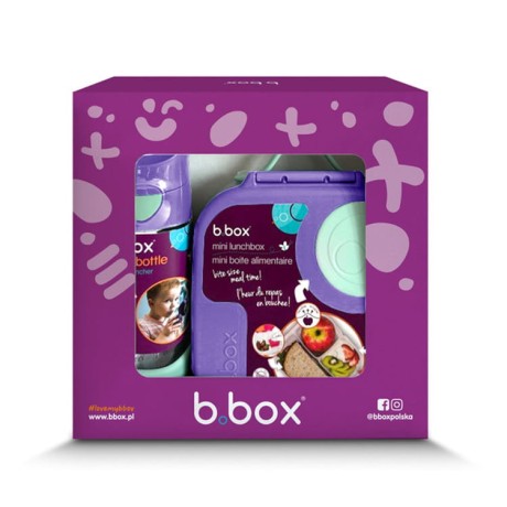 Przejdź do produktu Zestaw Mini Lunchbox + Butelka tritanowa ze słomką 450 ml, Lilac Pop, b.box