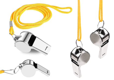 Przejdź do produktu Gwizdek Sędziowski Z Kulką Metalowy Żółty Sznurek 40cm