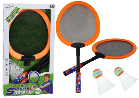 Przejdź do produktu Zestaw 2 Rakietek Do Badmintona Paletki 2 Lotki Badminton Pomarańczowy