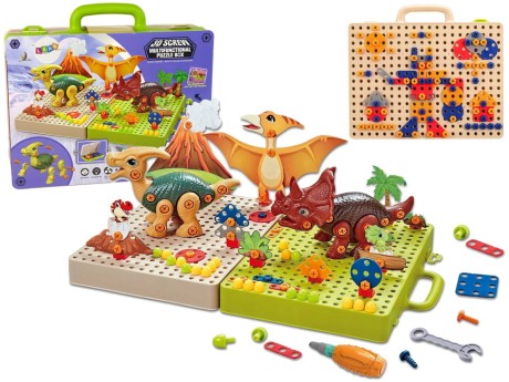 Przejdź do produktu Zestaw Plansza Klocki DIY Dinozaury Śrubokręt