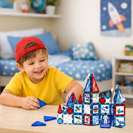 Przejdź do produktu Klocki Konstrukcyjne Magnetyczne Okienka Kosmiczne 58 el.