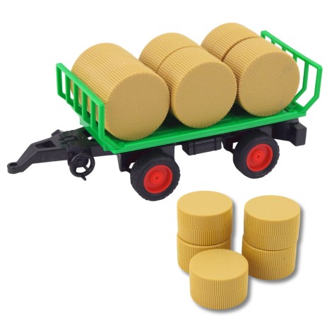 Przejdź do produktu Traktor Farmerski Rolniczy Przyczepa Bale Siana Zielony 1:16